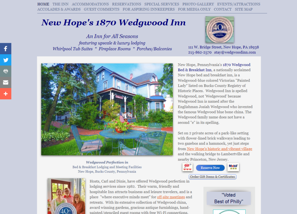 1870 Wedgwood Inn Homepage / https://www.wedgwoodinn.com/
Link: https://www.wedgwoodinn.com/
