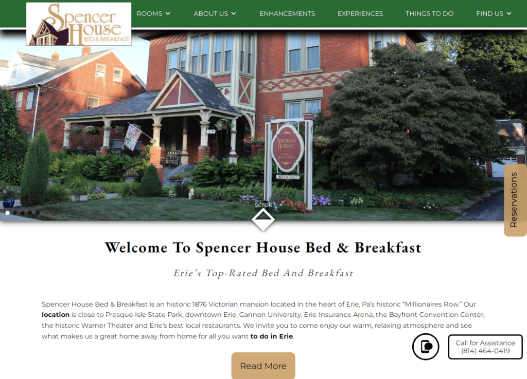 Spencer House Bed & Breakfast Homepage / https://spencerhousebandb.com/
Link: https://spencerhousebandb.com/