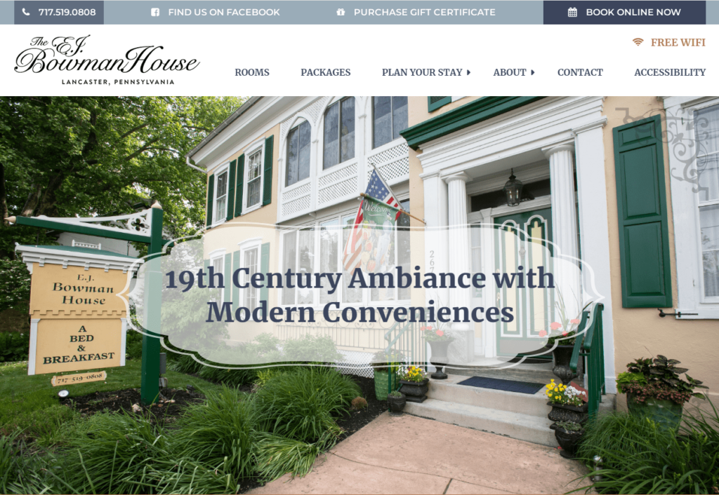 The E.J. Bowman House Bed & Breakfast Homepage / https://www.ejbowmanhouse.com/
Link: https://www.ejbowmanhouse.com/