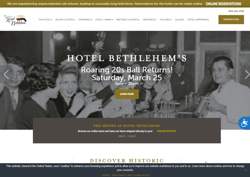 The Hotel Bethlehem Homepage / https://www.hotelbethlehem.com/
Link: https://www.hotelbethlehem.com/